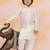 Pink-green mirror work silk kaancha jacket kurta pyjama set for boys
