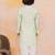 Pink-green mirror work silk kaancha jacket kurta pyjama set for boys