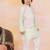 Pink-green mirror work silk kaancha jacket kurta pyjama set for boys