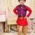 Purple-red printed silk attached silk jacket kurta with dhoti for boys