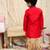 Purple-red printed silk attached silk jacket kurta with dhoti for boys