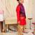 Purple-red printed silk attached silk jacket kurta with dhoti for boys