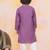 Purple printed jacquard attached jacket silk kurta set for boys