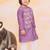 Purple printed jacquard attached jacket silk kurta set for boys