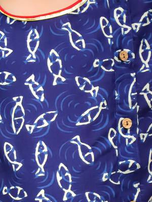 Navy printed cotton jaltarang kurta dhoti set for boys 4