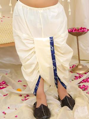 Navy printed cotton jaltarang kurta dhoti set for boys 5