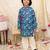 Blue printed cotton jungle jam kurta pyjama set for boys
