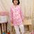 Pink printed cotton nandi motif jacket kurta set for boys