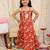 Maroon printed cotton jungle jam long dress for girls
