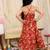 Maroon printed cotton jungle jam long dress for girls