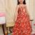 Maroon printed cotton jungle jam long dress for girls