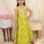 Green printed cotton jungle jam long dress for girls