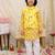 Yellow printed cotton nandi motif jacket kurta set for boys