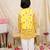 Yellow printed cotton nandi motif jacket kurta set for boys