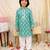 Green printed cotton floral tiny threads kurta pajama set for boys