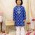 Blue printed cotton floral tiny threads kurta pajama set for boys