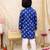 Blue printed cotton floral tiny threads kurta pajama set for boys
