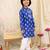 Blue printed cotton floral tiny threads kurta pajama set for boys
