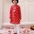 Red printed cotton floral tiny threads kurta pajama set for boys
