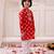 Red printed cotton floral tiny threads kurta pajama set for boys