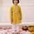 Mustard printed cotton floral tiny threads kurta pajama set for boys