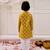 Mustard printed cotton floral tiny threads kurta pajama set for boys
