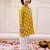 Mustard printed cotton floral tiny threads kurta pajama set for boys