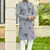 Grey roman silk kurta with black embroidery work