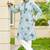 Light teal roman silk kurta with black embroidery work