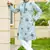 Light teal roman silk kurta with black embroidery work