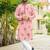 Pastel pink roman silk kurta with black embroidery work