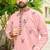 Pastel pink roman silk kurta with black embroidery work