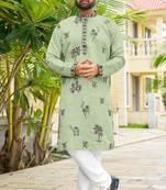 Pastel pista roman silk kurta with black embroidery work
