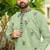 Pastel pista roman silk kurta with black embroidery work