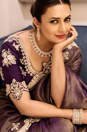 mauve shiny fendy satin silk blend saree