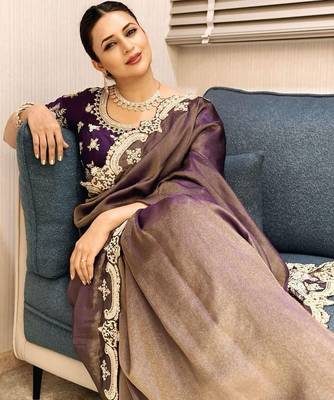 mauve shiny fendy satin silk blend saree 3