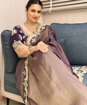 mauve shiny fendy satin silk blend saree 4