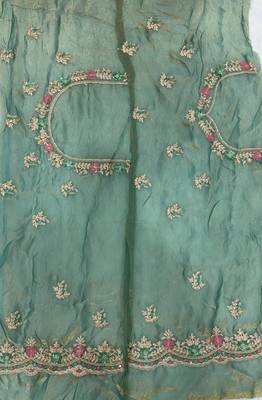 Green Multicolor sequin And Cording Embroidery Silk blend Saree 5