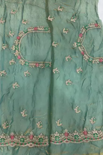 Green Multicolor sequin And Cording Embroidery Silk blend Saree