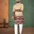 Beige, heavy rayon with maroon patchwork border digital print, royal ethnic kurta with white pajama