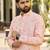 Light peach, heavy rayon with floral garden digital print, modern festive kurta with white pajama
