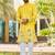 Yellow, heavy rayon with lotus & peacock digital print, traditional kurta with white pajama