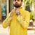 Yellow, heavy rayon with lotus & peacock digital print, traditional kurta with white pajama