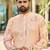 Peach, heavy rayon with embroidery & lotus digital print, straight-fit kurta with white pajama