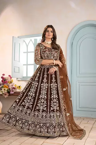 brown Designer Wedding Lehenga Choli