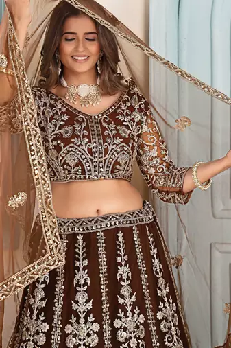 brown Designer Wedding Lehenga Choli