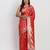 red pure banarasi silk blend saree 