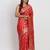 red pure banarasi silk blend saree 
