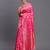 Pink banarasi silk blend saree with floral zari weaving