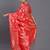 Red banarasi silk blend saree with floral zari weaving